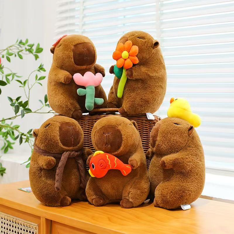 25cm Capybara Plush Simulation Capibara Anime Fluffty Toy Plant Stuffed Doll Holidays Props Decorative Throw Pillow for Kids