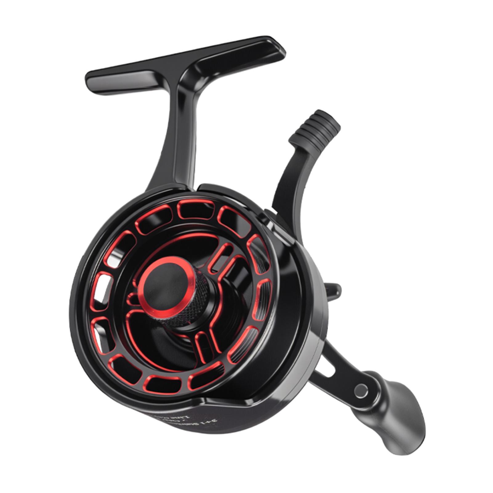 

Катушка для зимней рыбалки с высоким креплением, металлической шпулей и алюминиевой ручкой, с кнопкой сброса лески, вместимость 100 м
