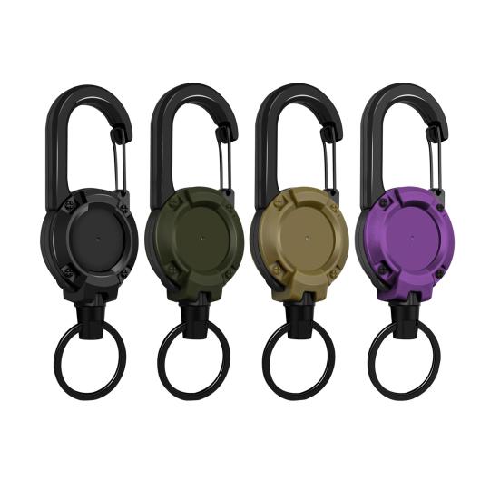 1/4Pcs Retractable Keychain with 60CM Steel Cord Heavy Duty Carabiner Badge Reel ID Holder Extendable Camping Hiking Hanging Buckle Keyring