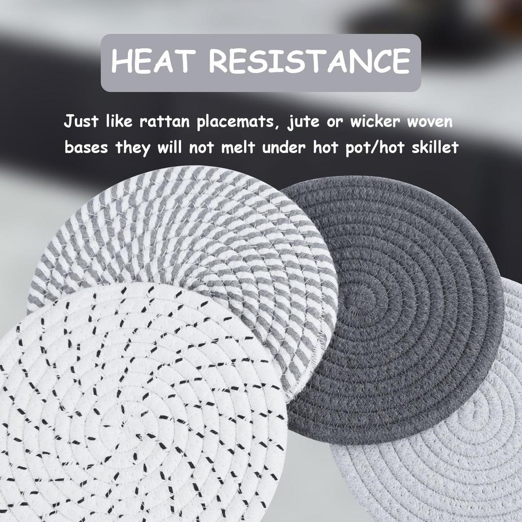 Set of 4 Round Coaster Pot Placemats and Pot Coaster  Pot Holder Placemats for Kitchen Pots Pans and Plates