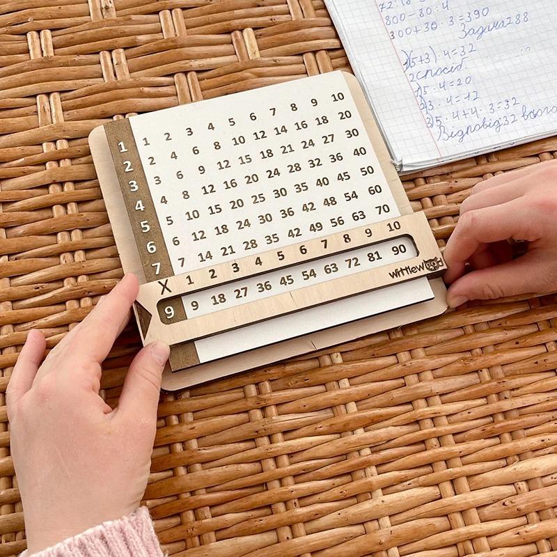 Kinder Holz Schiebbare Einmaleins-Tafeln Montessori Spielzeug Mathe Zählbrett Lehrmittel Lernen Lernspielzeug für Kinder