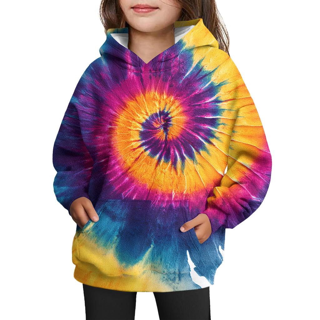 Girls' Hooded Tie-Dye Sweatshirt - Pullover Print Top