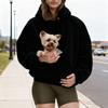 Pet Sling Hoodie Long Sleeve Fleece Kangaroo Pouch Sweatshirt for Cats Dogs Oversized Pullover Pet Carrier Tops for Autumn Winter