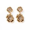 Pendientes de botón retro y antiguos de bronce europeos y americanos, pendientes atmosféricos chapados en oro con incrustaciones de piedra, pendientes, pendientes versátiles, fa personalizado