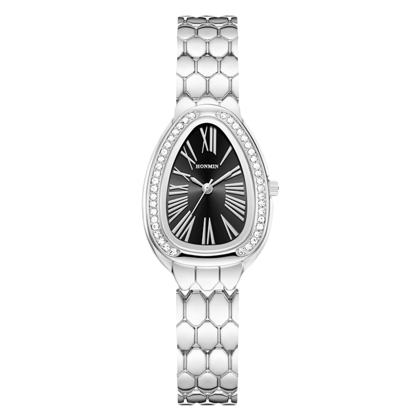 RORIOS Women s Stainless Steel Wristwatch, Stylish Snake Pattern, Oval Shape, Waterproof, Analog, Brand Name, Simple, Business, Luxury, Gift,