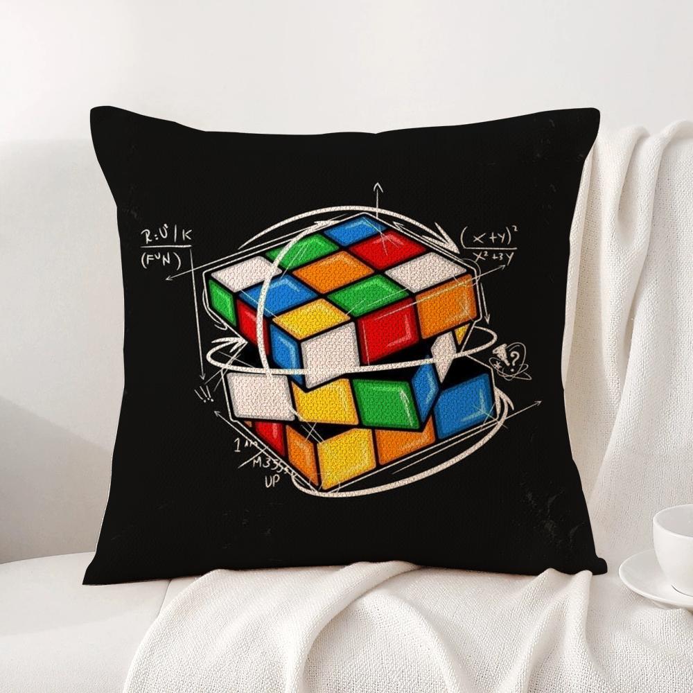 Game RRubik CCube Cushion Cover Natural Linen Organic Fabric DoubleSided Printing Sofa Home Decor Breathable Bed Pillow