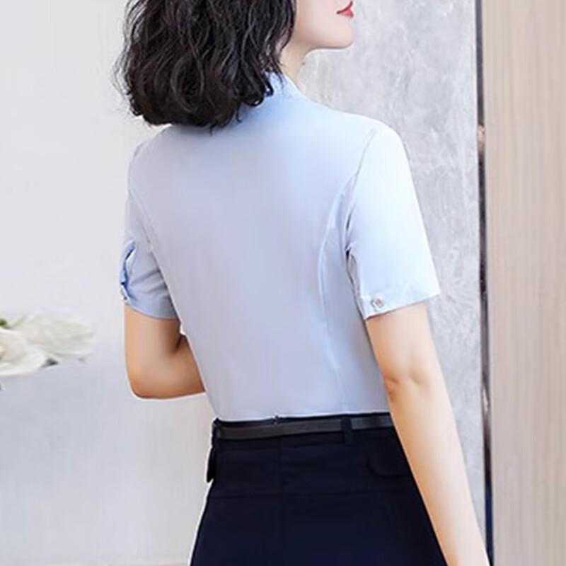 Women's Bowknot Collar Short Sleeve Blouse