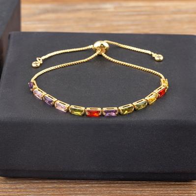 

Nidin High Quality Crystal Link Chain Bracelet for Women Fashion Wedding Jewelry Pulseras mujer 7 Colors Bangle Adjustable Gift