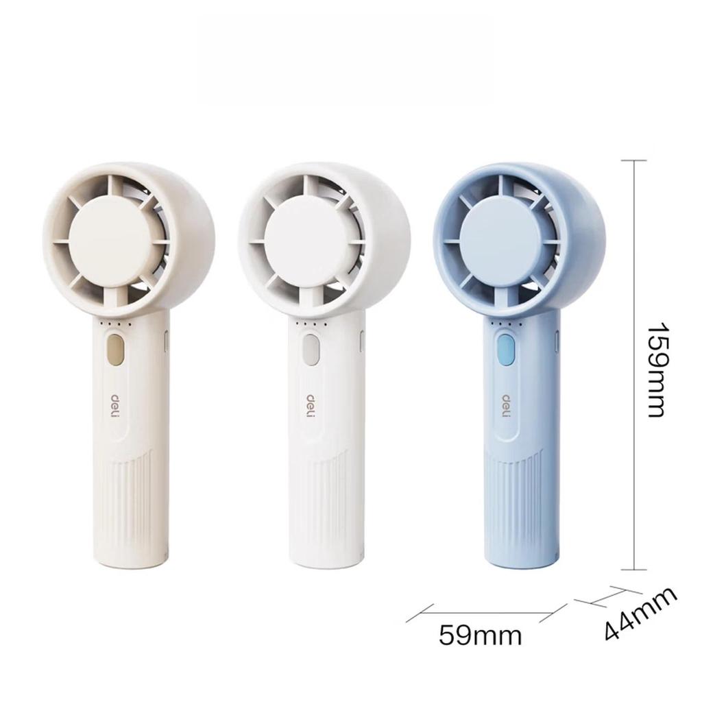 deli Mini Fan, Portable Handheld Fan with Four Speed Settings, USB Fan for Dormitory and Office Use, White, LK103