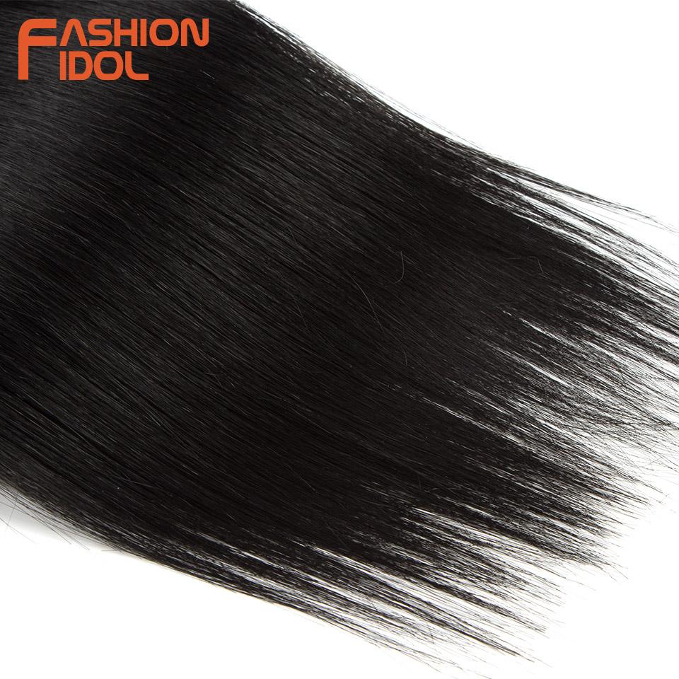 FASHION IDOL Bone Straight Hair Extensions Ombre Blonde Hair Bundles Super Long Hair Synthetic 24 Inch Straight Hair Full To End