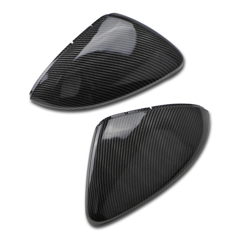2pcs Rearview Mirror Cover Wing Side Mirror Caps Glossy Blackc/ Carbon Fiber Pattern for VW GOLF 7 MK7 MK7.5 GTI R GTE GTD 2013 - 2020 Car Accessories