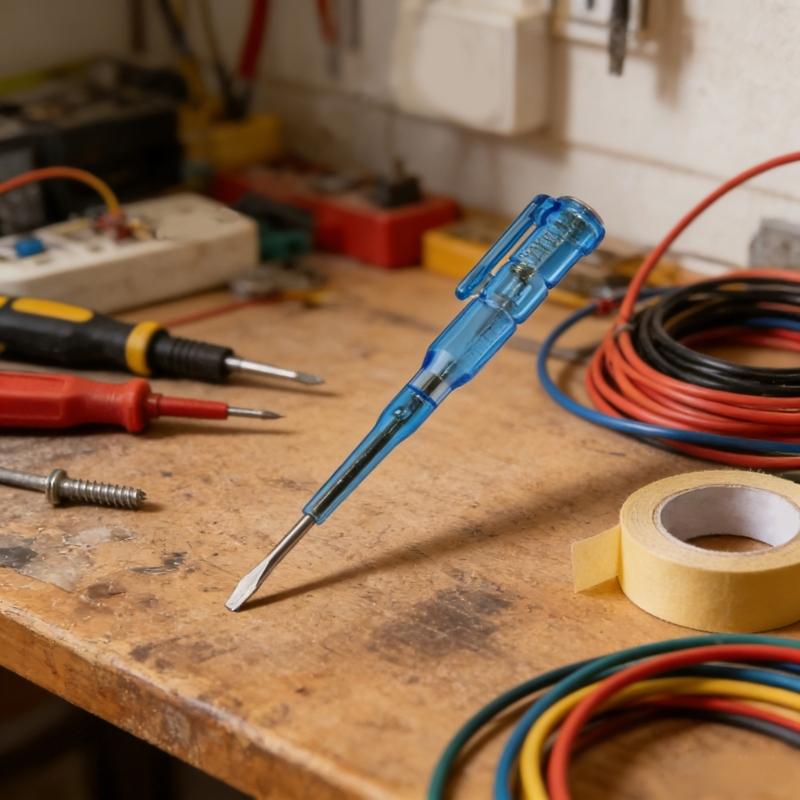 Blue Clear Flathead Voltage Tester Pen Measure 100-500V With Auto Test Function For Electricians Polarity Detection
