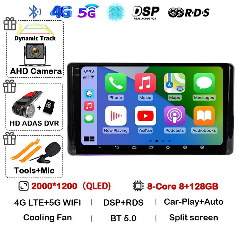 Android 14 CarPlay Auto WIFI+4G Car Radio For Toyota Raize 2020 2021 2022 Multimedia Video Player Stereo DSP GPS 360 Camera QLED