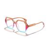 Oversized Hexagon Glasses Colorful Gradient Frame Clear Non-Prescription Lenses Stylish Eyewear for Ladies KJ088