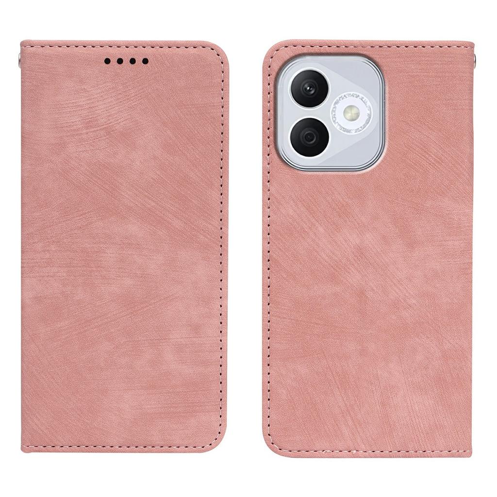 For Honor 400 Lite 5G Case Strong Magnetic Leather Wallet Phone Cover with Striped Texture