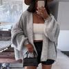 Yousheng Women Cardigan Sweater Lantern Long Sleeve Solid Color Oversized Knitted Cardigan Open Front Lightweight Sweater Outwear