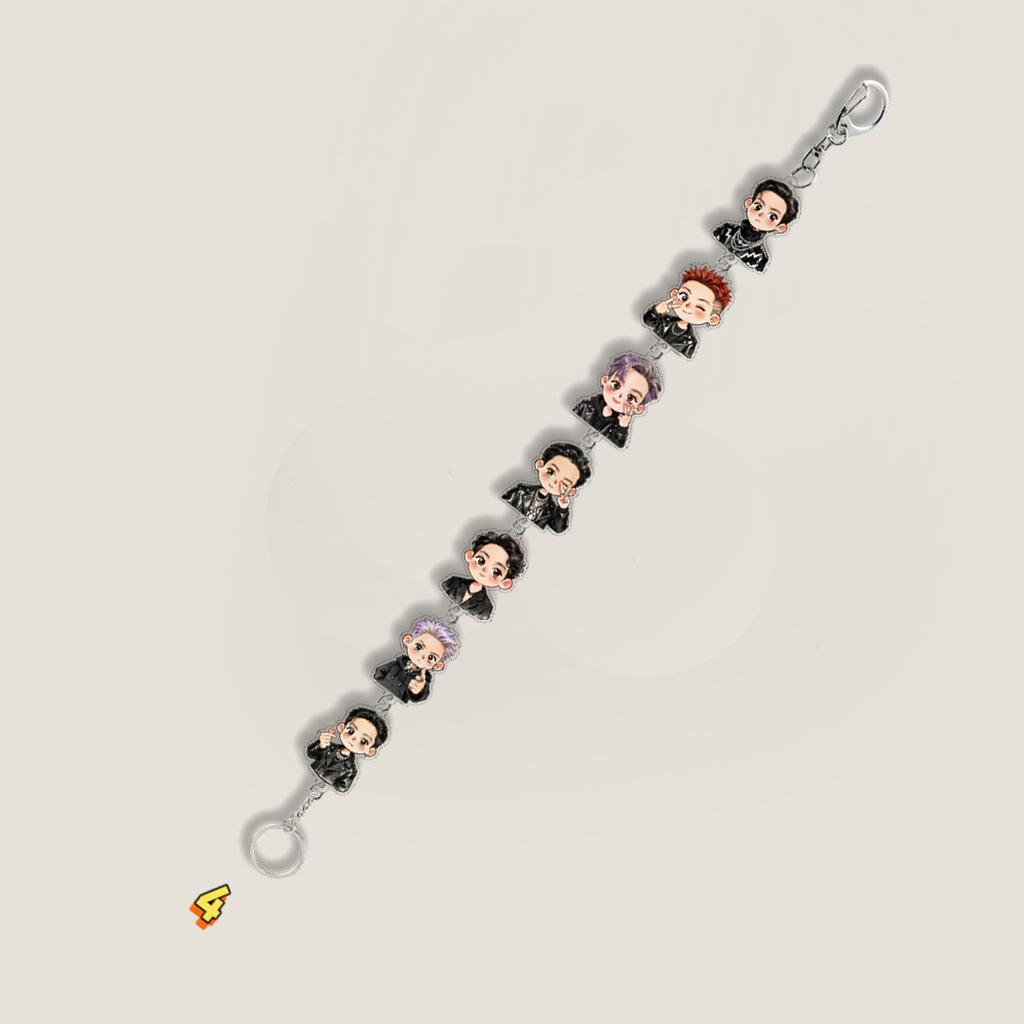 Lanț Breloc cu Multiple Pandantive BTS, Breloc cu Șnur cu Fotografie Reală/Desen Animat al Membrilor Bangtan Boys, Pandantiv Breloc Drăguț pentru Geantă pentru Fanii Kpop ARMY