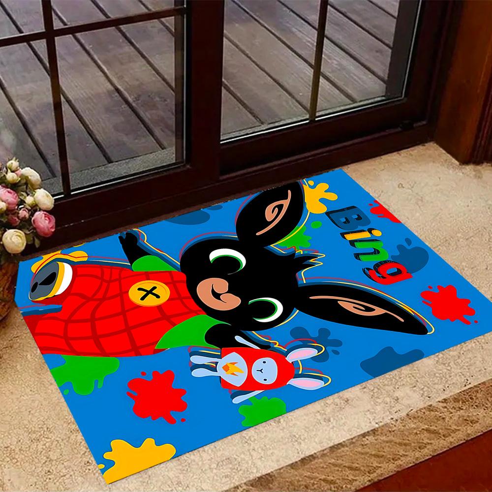 Bing Bunny Colorful Adventure Themed Anti-Slip Rugs - Polyester Home Decor, Suitable for Bedrooms, Living Rooms, Doorways, Studios, and Decorations