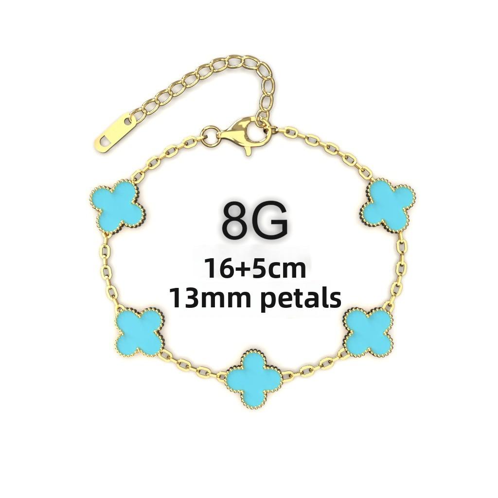 13MM Titanium Steel Four-leaf Clover Bracelet Small Fresh Fashion Petals 18K Does Not Lose Color Ladies Bracelet