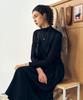Pelimela Satin Two-Piece Long Dress Belt Set (Black)