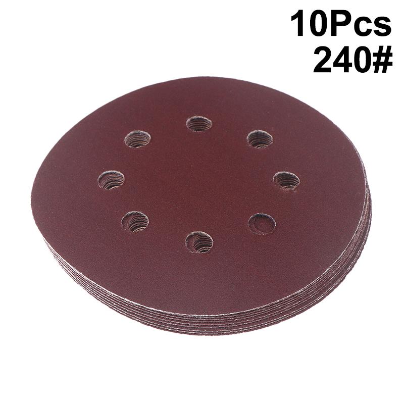 

10Pcs 5 Inch 8-Hole Alumina Sanding Pad Sanding Sheet Polishing Sand Paper Sanding Discs Abrasive Polishing Tool For Metal Wood A5