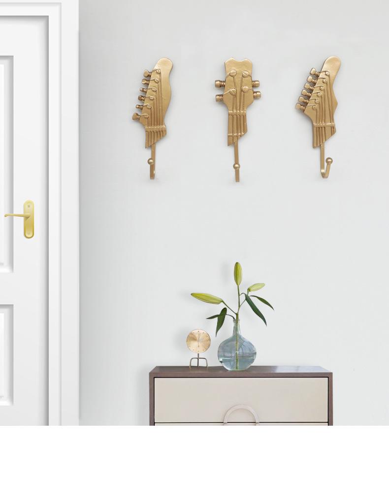 Nordic Music-Themed Guitar Wall Hooks - Set of 3 Resin Crafts