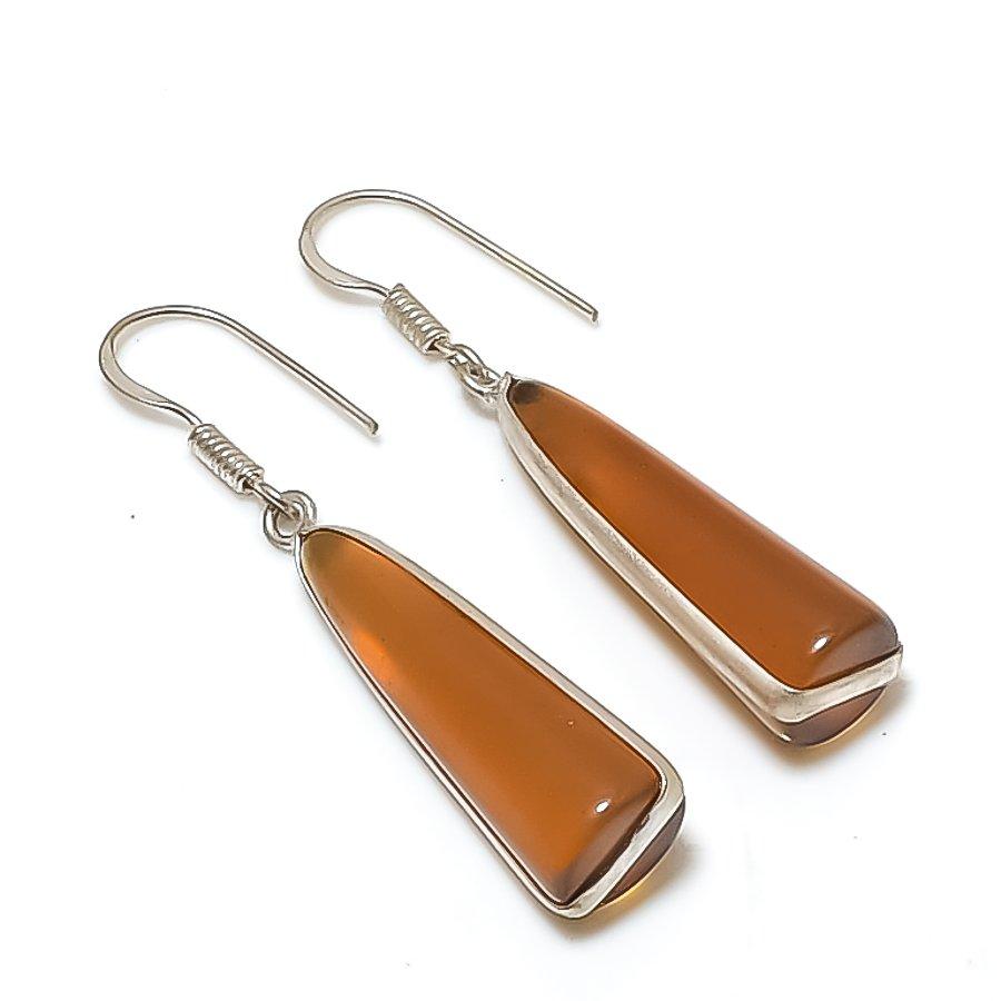

Natural Citrine Gemstone Handmade 925 Sterling Silver Jewelry Earring 1.97 AE-11932