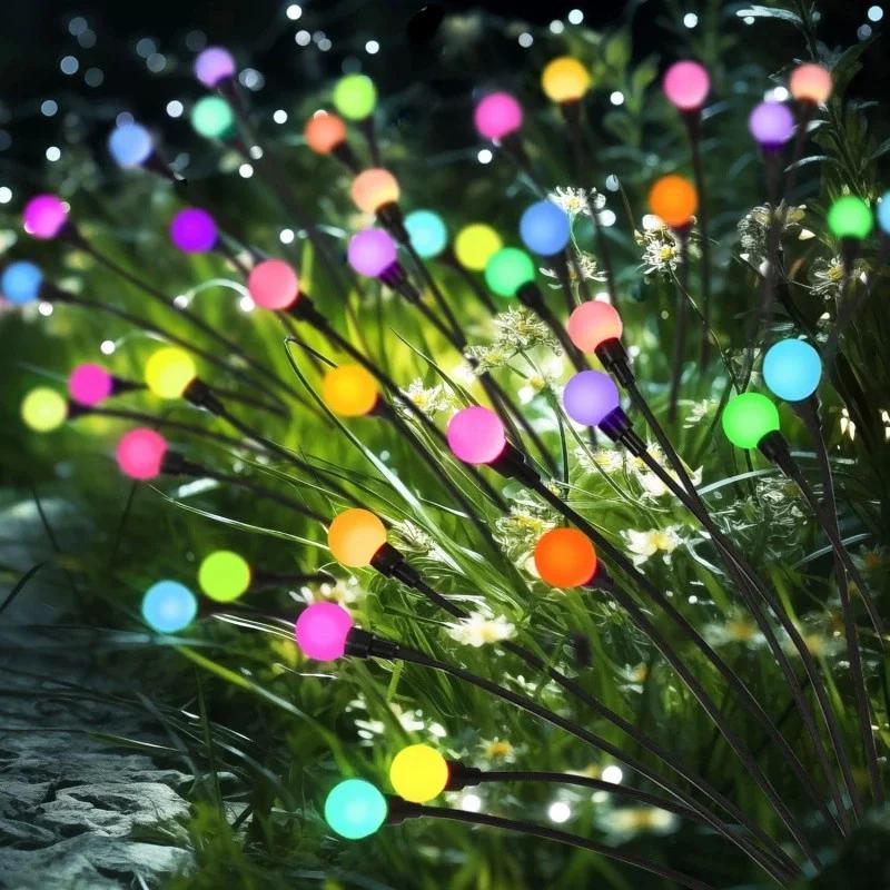 Outdoor Solar Lights LED Fairy Firefly Lawn Lamp Garden Summer Camping Party Wedding Holiday Yard Atmosphere Decoration