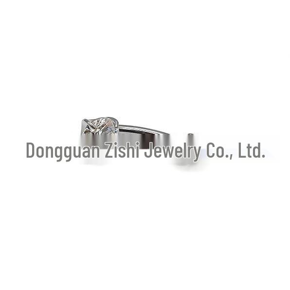F136 G23 Titanium Zircon Navel Ring with Four-Prong Setting - Super Shiny Body Piercing Jewelry