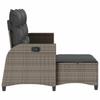 Garden Sofa with Reclining Function Cushions L Shaped Grey Poly Rattan