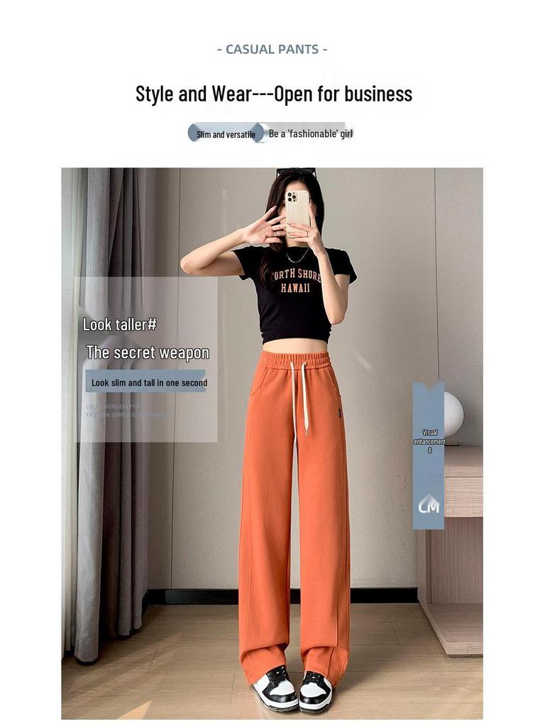 Women's High Waist Loose Candy Color Wide Leg Pants - Versatile Slim Fit for Spring and Autumn