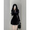 Pure waist pleated short shirt dress women's autumn American sports style polo collar waist age-reducing umbrella skirt