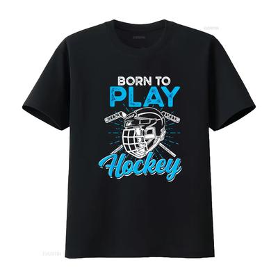 Born To Play Hockey Boys and Girls T Shirt Vintage Washed Versatile Comfortable Designer Clothes Top For Everyday Wear Slightly
