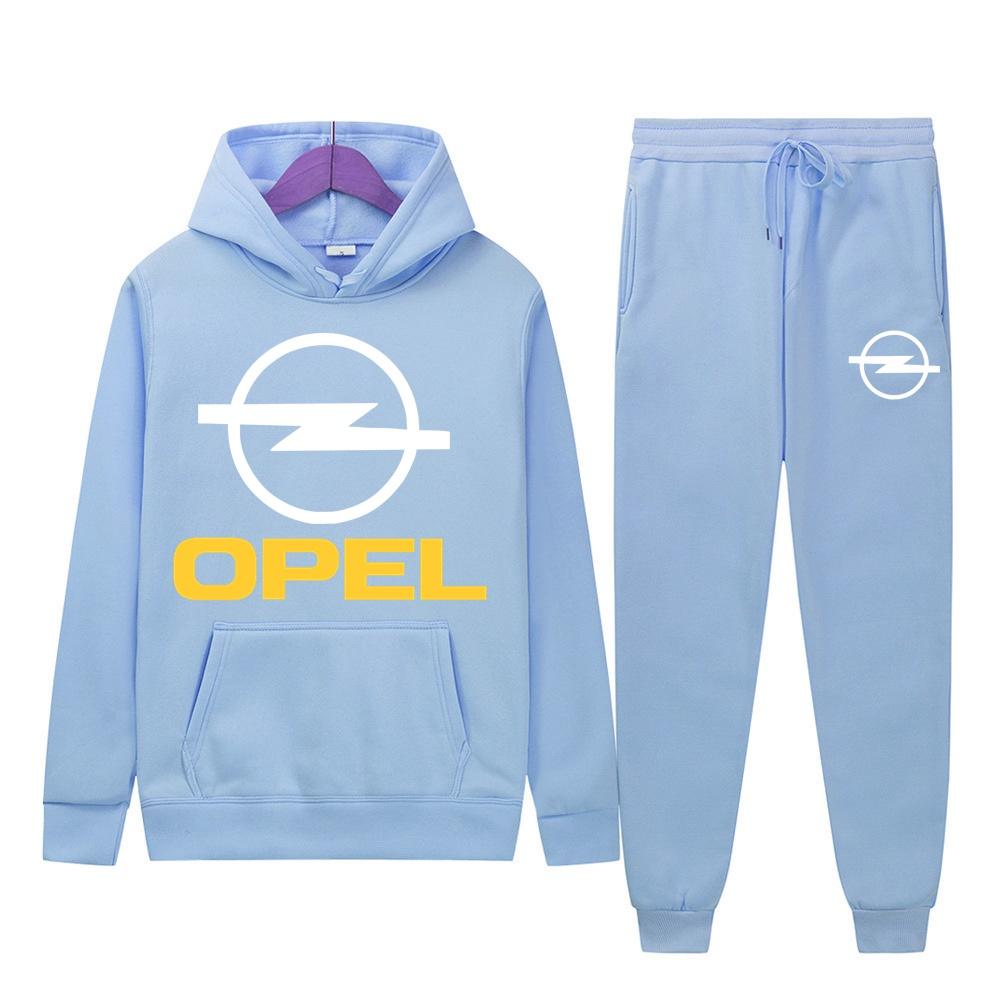 Men's Women 2Pcs Sets Fleece Sweatshirt Hoodies Pants OPEL Car Male Sportswear Tracksuits Unisex Ensemble Homme