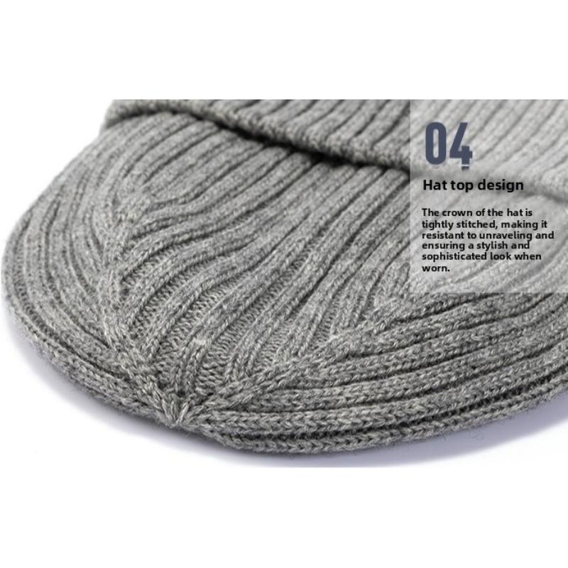 60-67Cm Men Keep Warm Winter Big Size Beanies Wool Blended Knitted Hats Thickened Toand Large Size Cold Skullies Ski Golf Cap