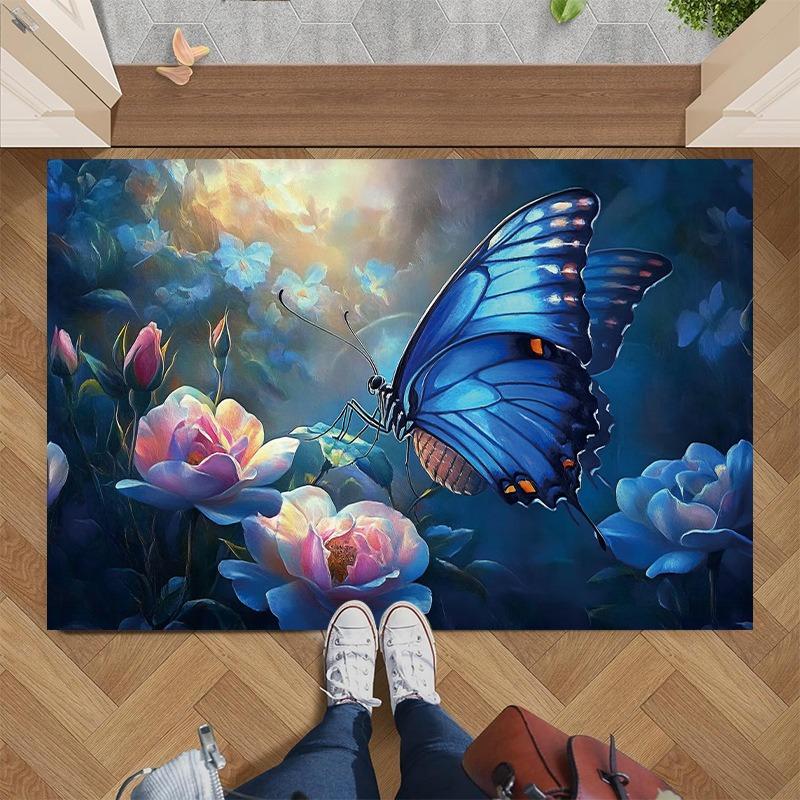Butterfly Themed Door Mat Collection With Floral Vibrant Patterns Stylish Entryway Decor Mat Perfect For Home Decor
