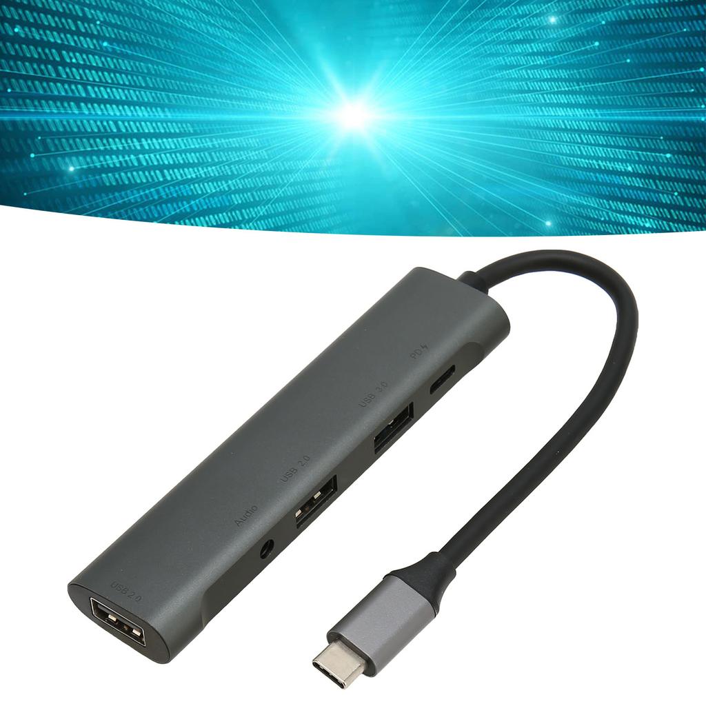 USB C Hub 5 In 1 Type C to 3.5mm Hub USB Hub Multiport Adapter for Home Office Entertainment Busines