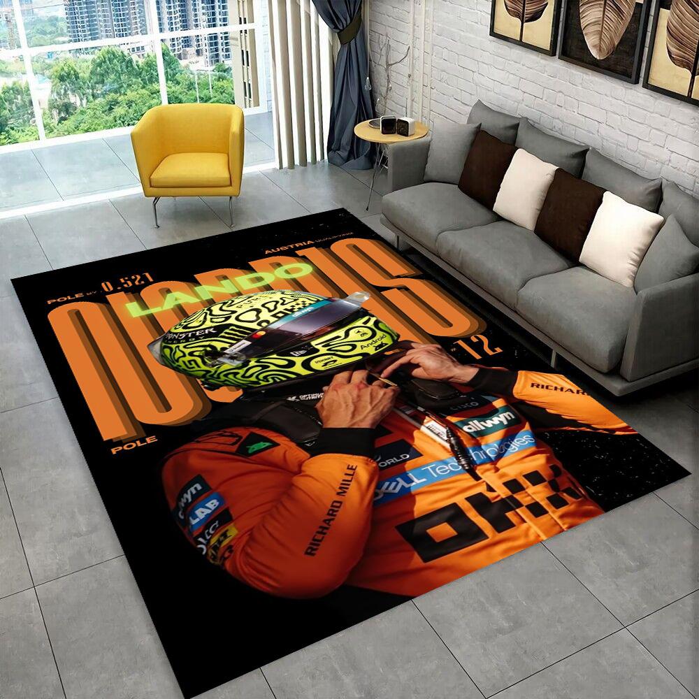3D Lando Norris F1 Racer Vloerkleed, Tapijt voor Woonkamer Slaapkamer Bank Deurmat Decoratie, Kinderspeel Anti-slip Vloermat Cadeau 40x60cm(15x23in)