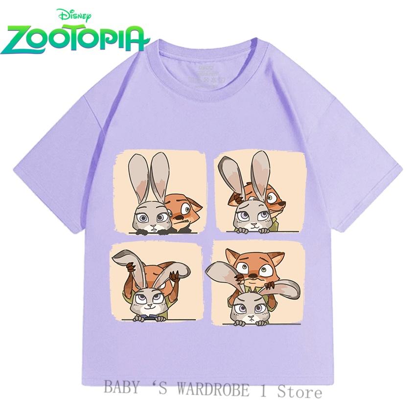 

Бавовняні футболки з коротким рукавом Disney Zootopia для хлопчиків та дівчаток 3-12 років з мультяшними принтами, милі, модні 110