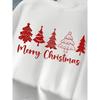 Unisex Christmas Tree Print Drop Shoulder Round Neck Sweatshirt for Christmas, Suitable for Everyday Wear