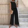 Women's Casual Suit Top Trousers Two Piece Sleeveless Short Top Fashion Casual Suit