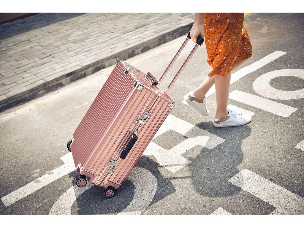 Aluminum-Magnesium Vintage Luggage with Universal Wheels - 20" Carry-On & 24" High-End Case for Women
