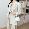 Korean-Style Embossed PU Compact Crossbody Bag for Women