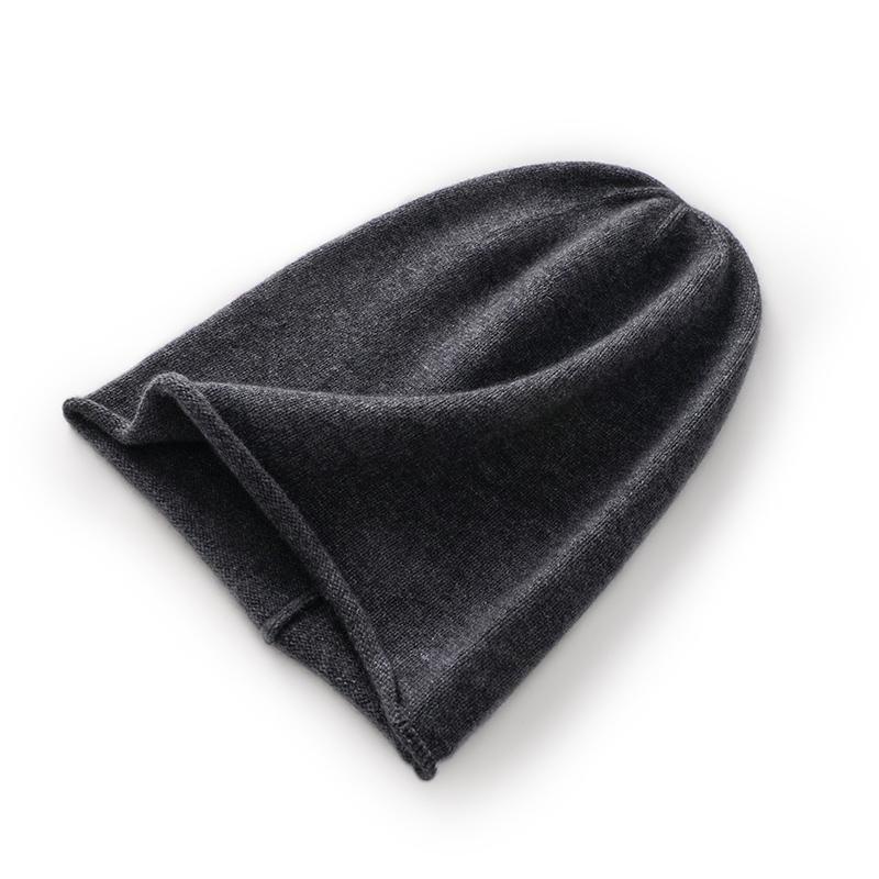 Winter 100% Cashmere Knitted Unisex Warm Hat High Quality Solid Leisure Sleeve Hat Men's And Women's High Quality Hat