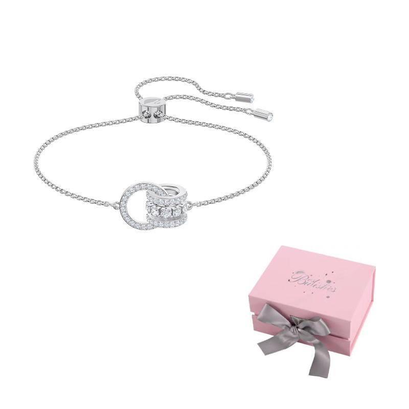 Swarovski White Gold Plated Bracelets Womens White F-Pink bow gift box белый