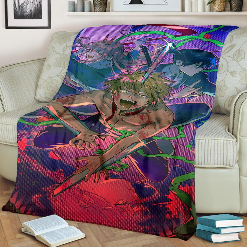 Chainsaw ManWarm Print Flannel Blanket Comfortable for Sofas, Chairs, Bedrooms, Beds, Picnics, Travel-kwq106