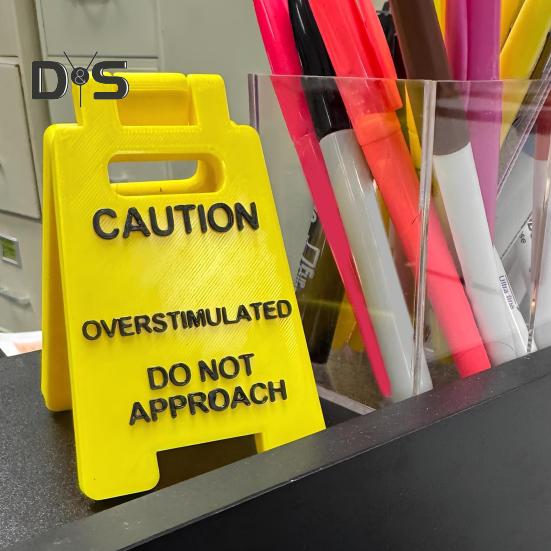 Caution Overstimulated Desk Sign Do Not Approach Caution Sign Humor Gag Mini Warning Signage for Offices Workstations Decoration