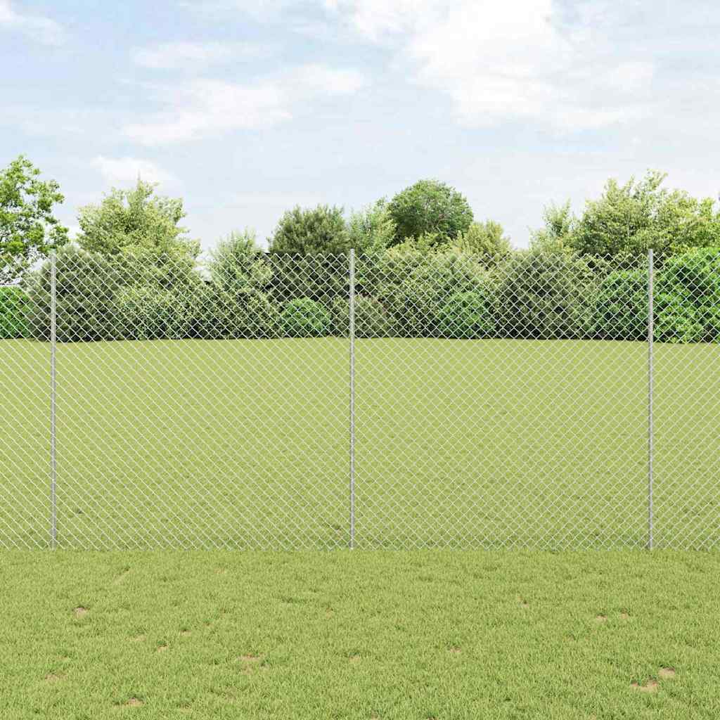 Chain Link Fence with Posts 10 x 1.6 m (W x H) Hot Dip Galvanized Steel