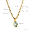 Non Tarnish Twist Chain Water Drop Zirconia Pendant Necklace Stainless Steel Jewellery 18K Gold Plated Birthstone Necklace Women