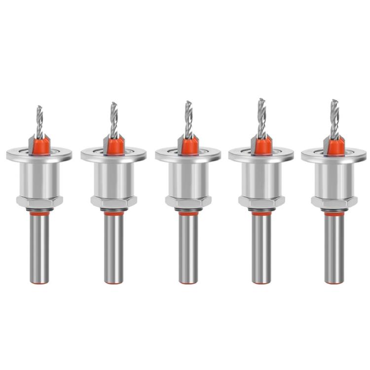 5Pcs Adjustable Depth Countersink Drill Bit Limit Taper Hole for Woodworking Compatibles with Electric and Hand Drills